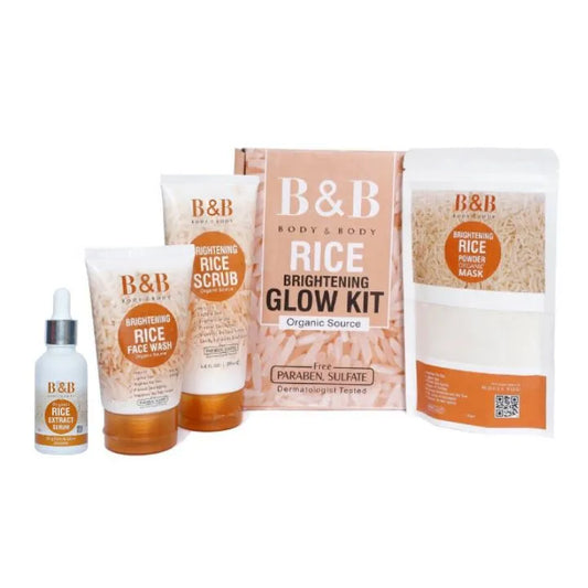 B&B 4-in-1 Rice Facial Kit - Serum, Scrub, Face Wash & Mask